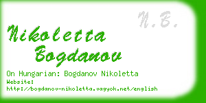 nikoletta bogdanov business card